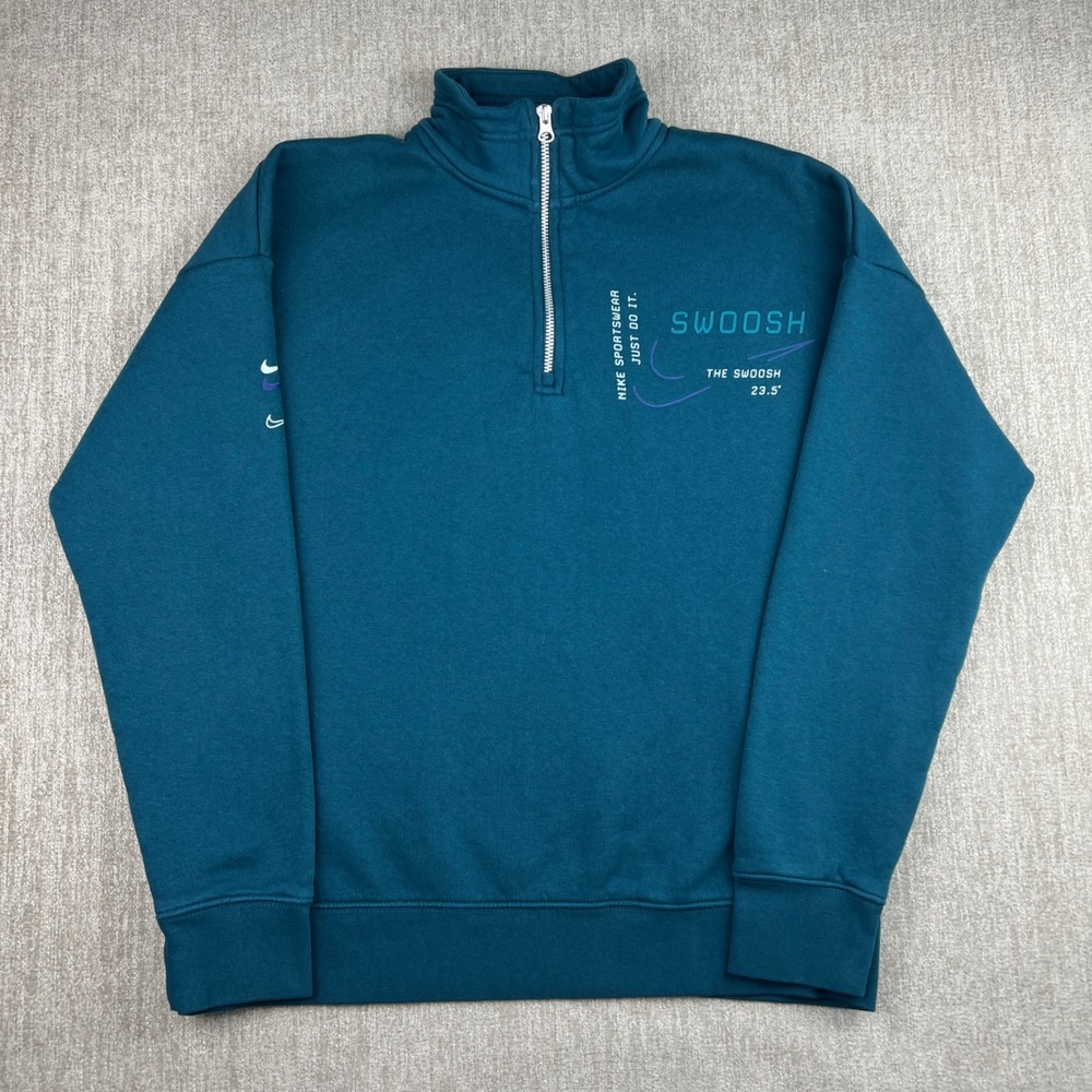 Nike Sportswear Quarter Zip Sweatshirt Pullover Teal Green Women's Small Workout
